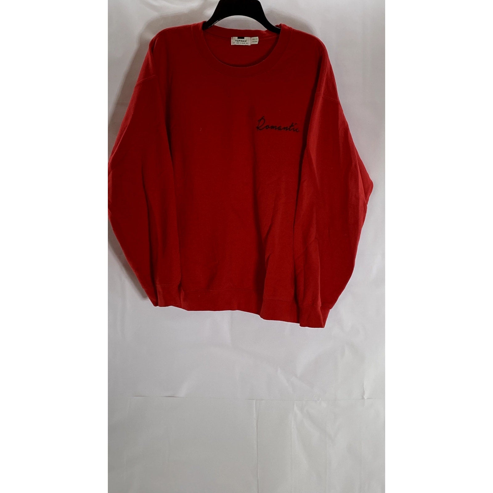 TOPMAN Women's Red Romantic Graphic Crewneck Pullover Sweatshirt SZ L