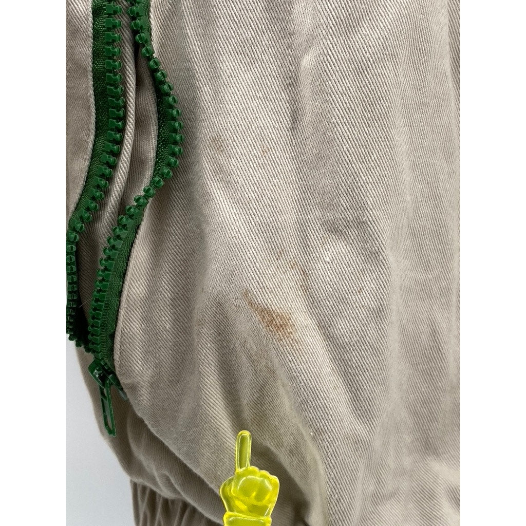 TONG HAUL Men's Vintage Beige-Green Plaid Reversible Zip-Up Jacket SZ S