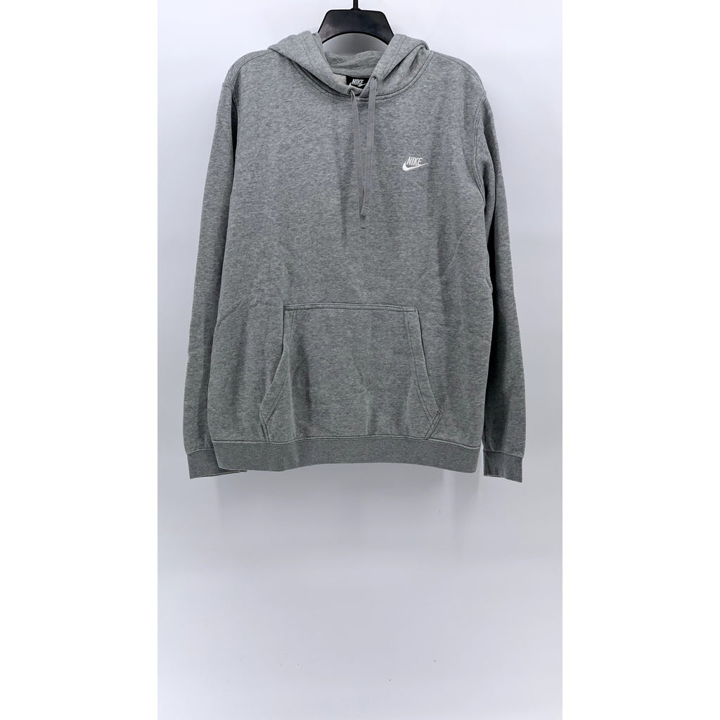 NIKE Men's Light Gray Regular-Fit Pullover Active Club Fleece Hoodie SZ L