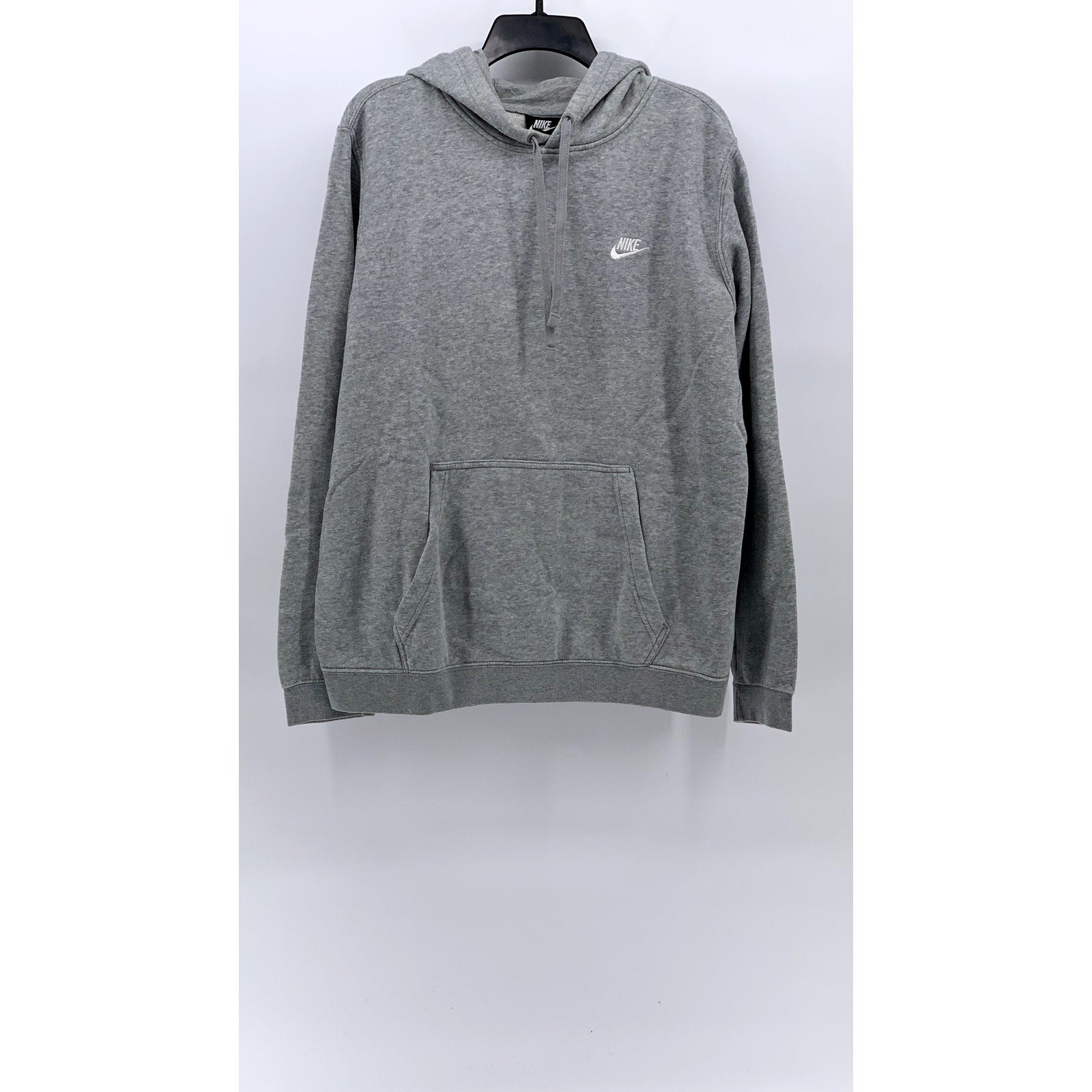 NIKE Men's Light Gray Regular-Fit Pullover Active Club Fleece Hoodie SZ L