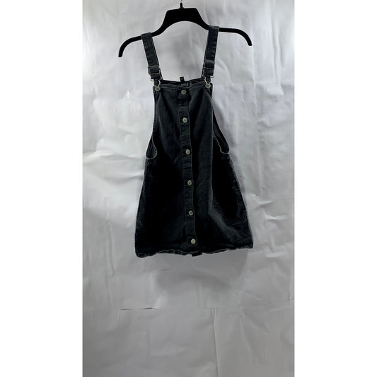 ART CLASS X TARGET Girls' Washed Black Denim Button-Front Overall Dress SZ L