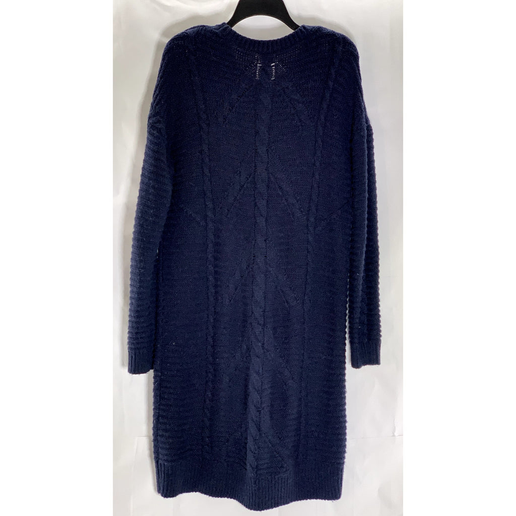 GAP Women's Navy Uniform Plait Cable Knit Long Sleeve Mini Sweater Dress SZ L