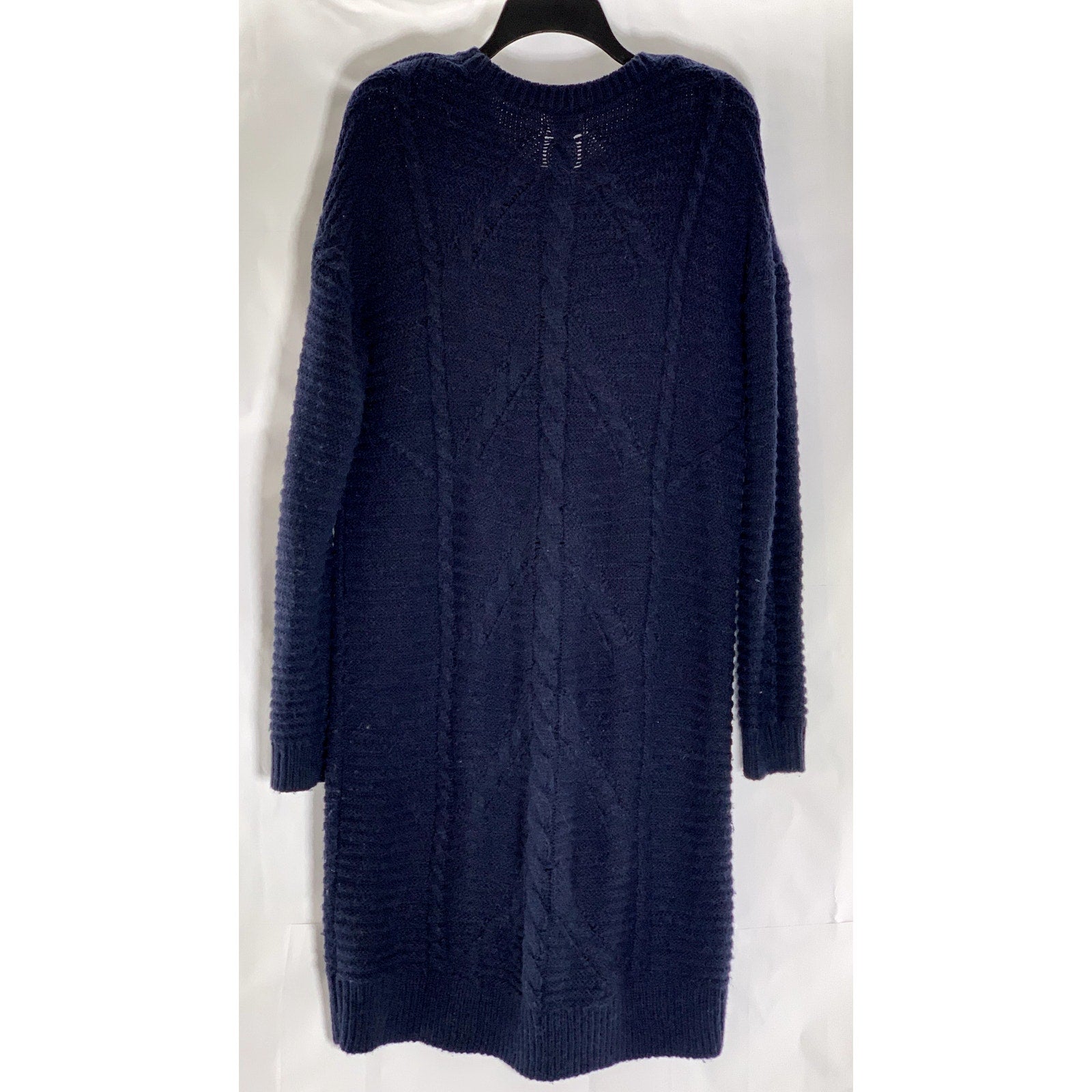 GAP Women's Navy Uniform Plait Cable Knit Long Sleeve Mini Sweater Dress SZ L