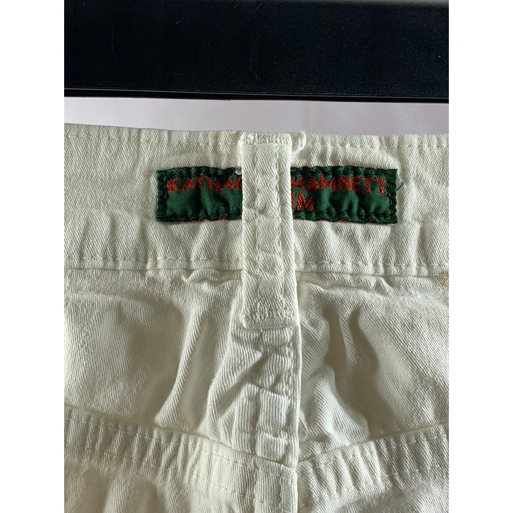 KATHARINE HAMNETT Women's White Denim Straight-Leg Five-Pocket Jean SZ 32