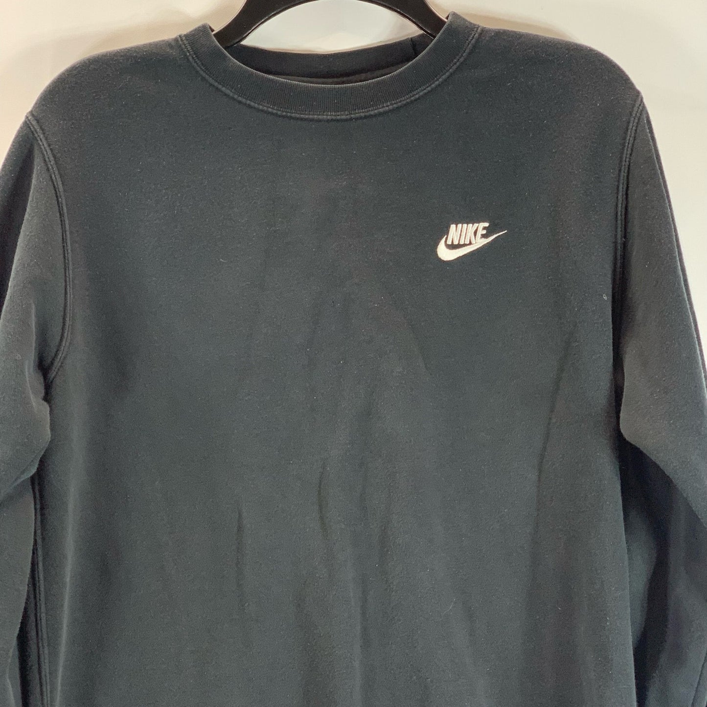 NIKE Men's Black Club Fleece Crewneck Logo Pullover Sweatshirt SZ S