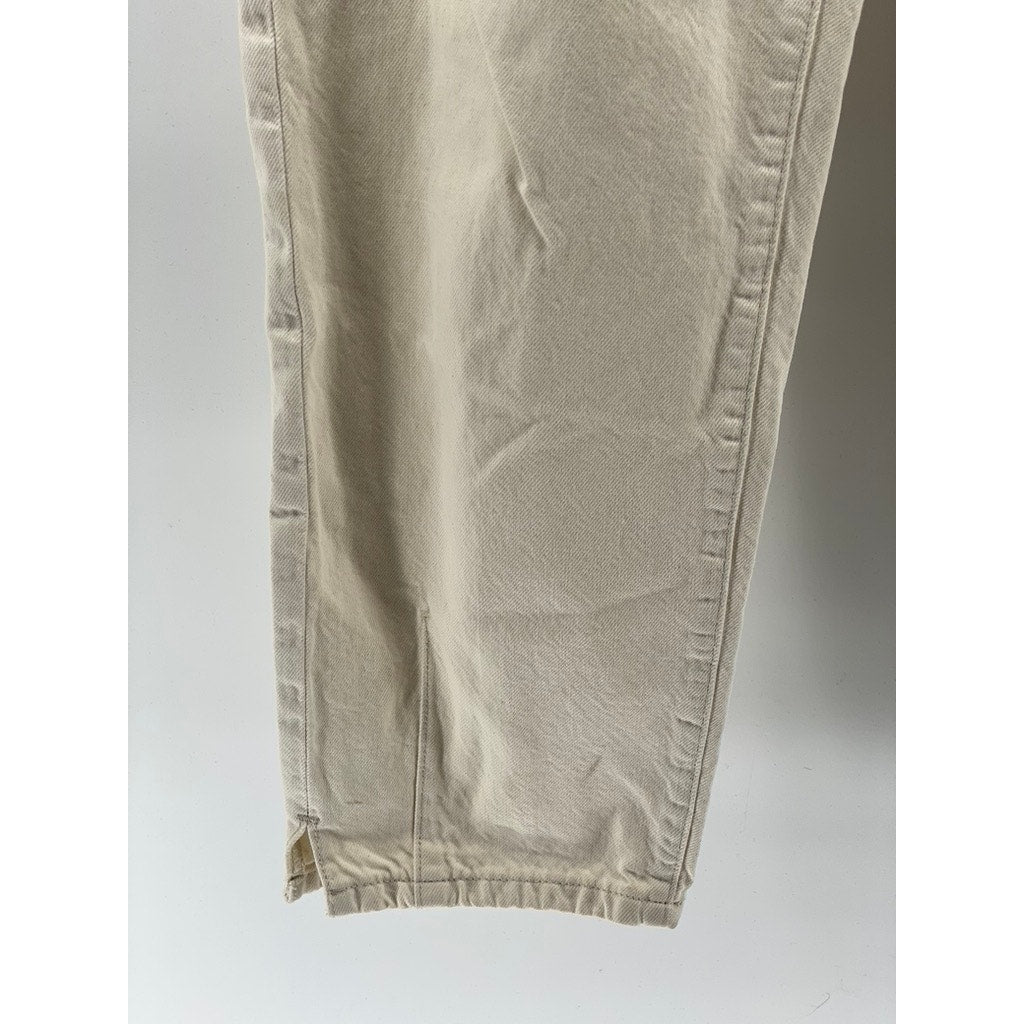 BANANA REPUBLIC Women's Cream Button-Fly High-Rise Relaxed-Fit Taper Jean SZ 27