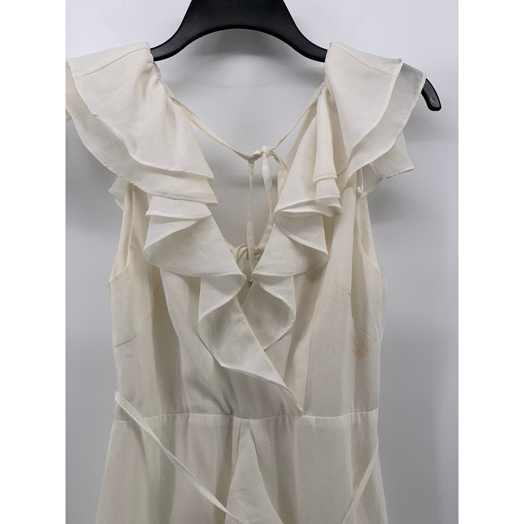 SAINTS + SECRETS Women's White Ruffle Surplice Tie-Waist A-line Mini Dress SZ S