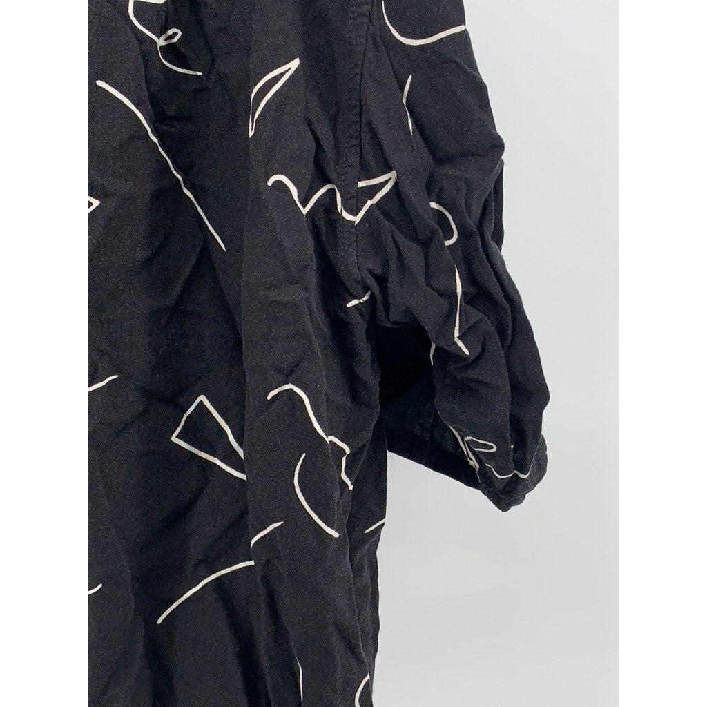 NIKO AND ... Men's Black Scribble Button-Up Short Sleeve Regular-Fit SZ 3(USM)