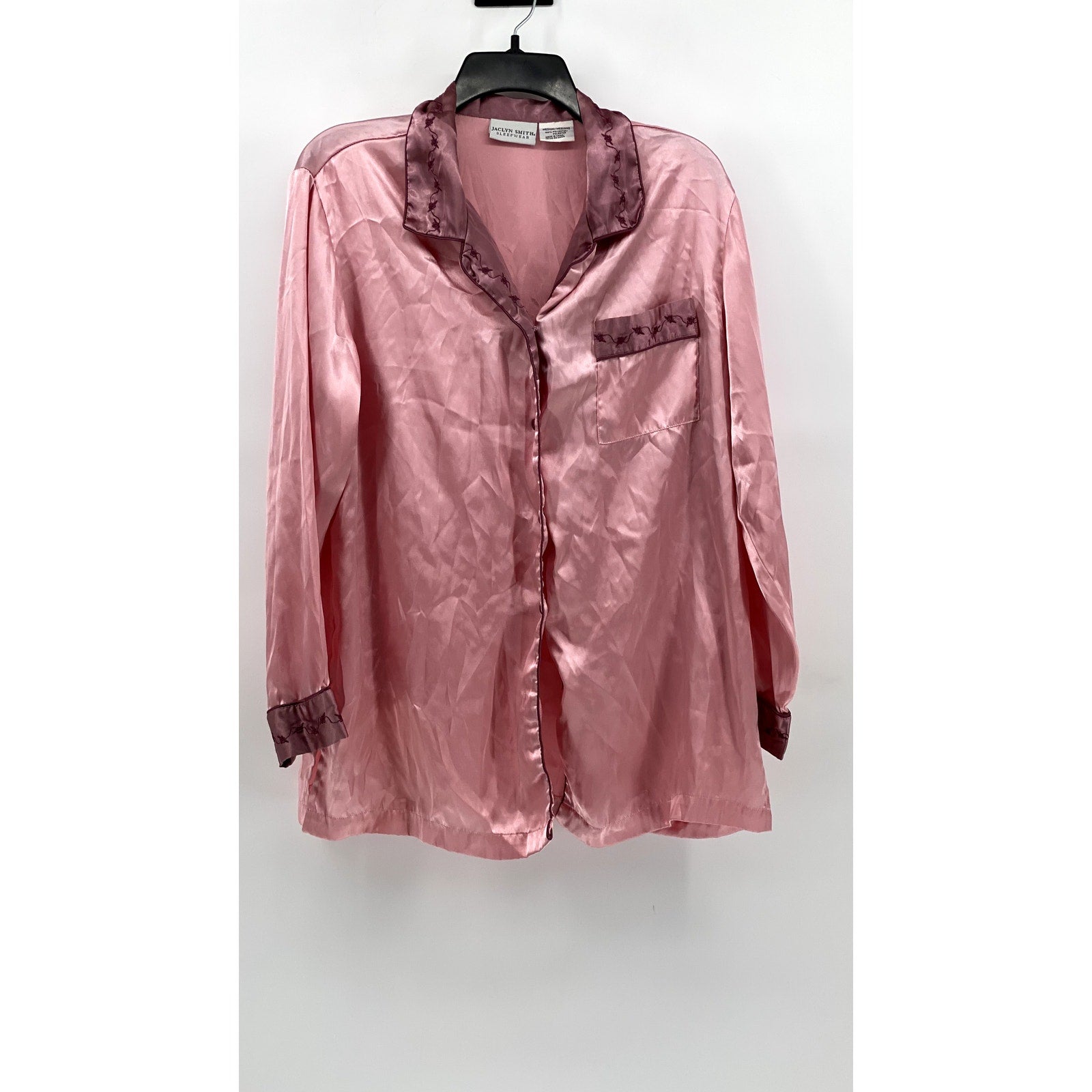 JACLYN SMITH Sleepwear Women's Silk Like Material Button Up Size Medium