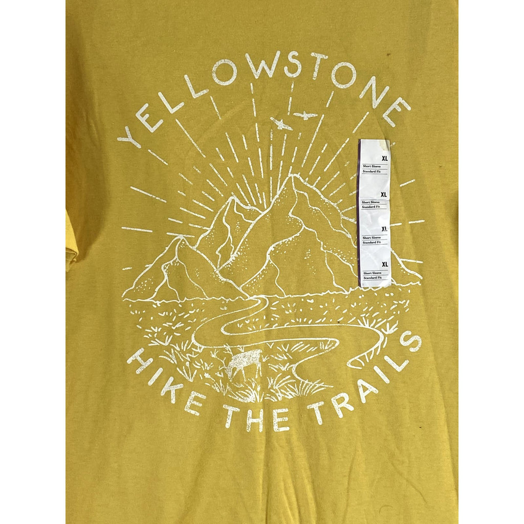 GOODFELLOW & CO Men's Yellow Graphic Yellowstone Hike The Trails T-Shirt SZ XL