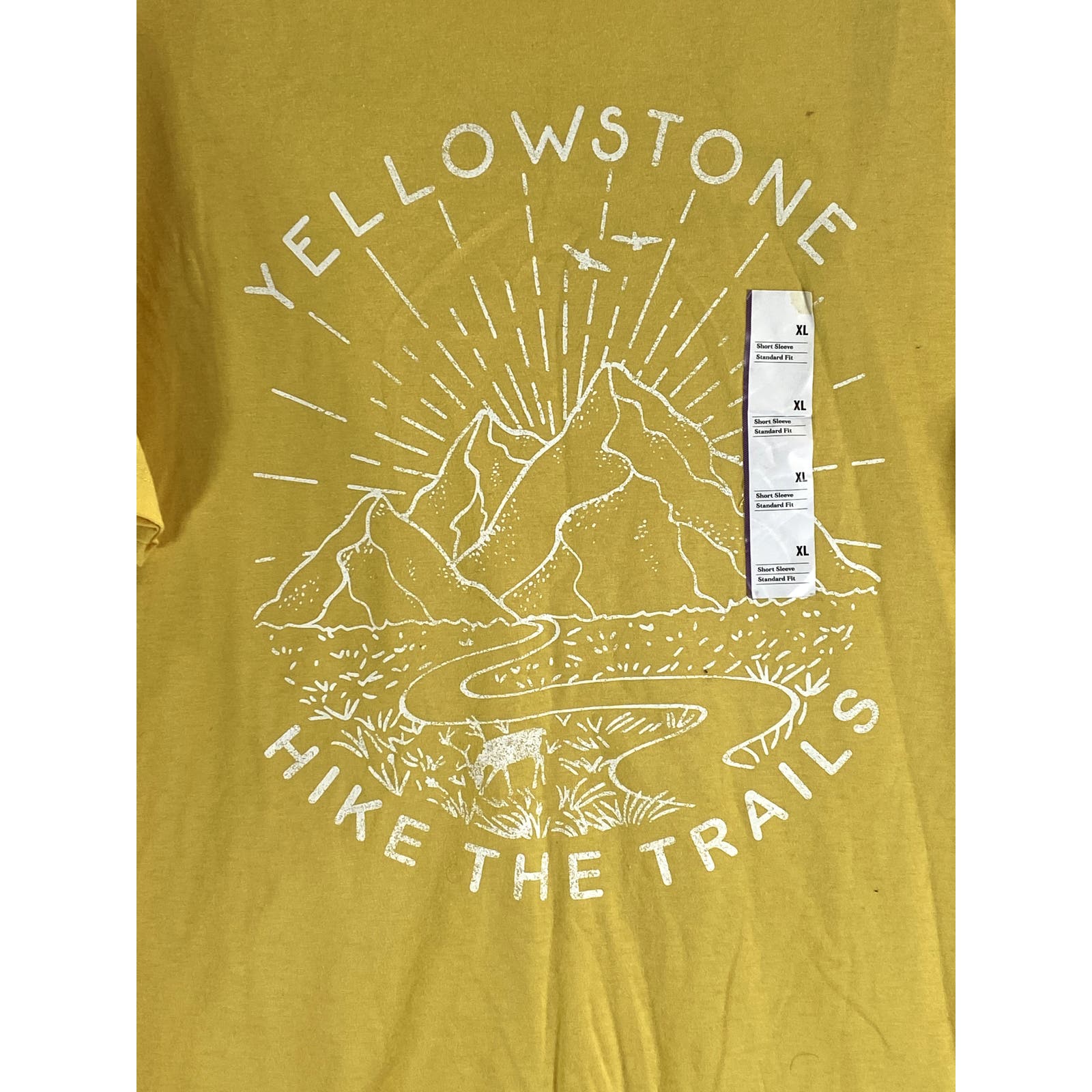 GOODFELLOW & CO Men's Yellow Graphic Yellowstone Hike The Trails T-Shirt SZ XL