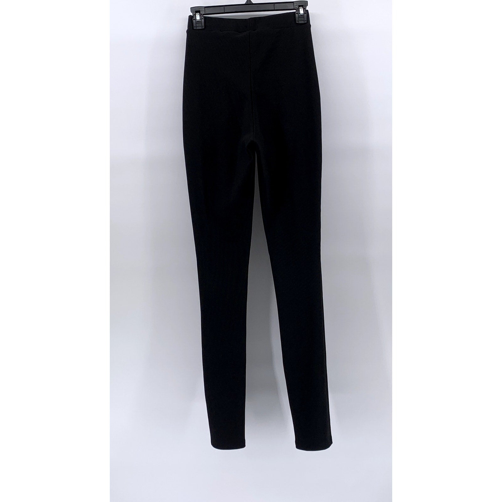 ZARA Women's Black Soft Ribbed Pull-On Side-Slit Hem Pants SZ S