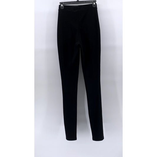 ZARA Women's Black Soft Ribbed Pull-On Side-Slit Hem Pants SZ S
