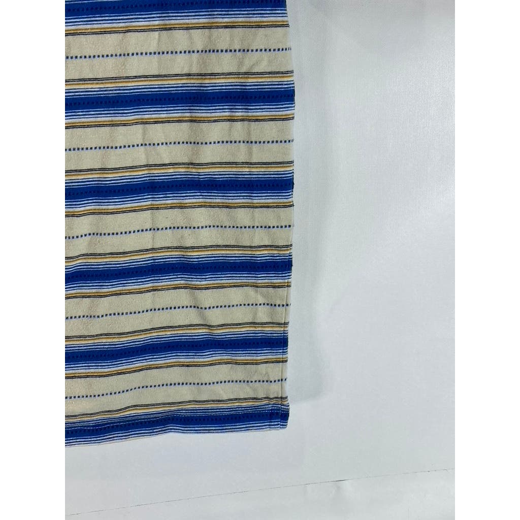 VANS Men's Blue/Beige Striped Crewneck Short Sleeve T-Shirt SZ S