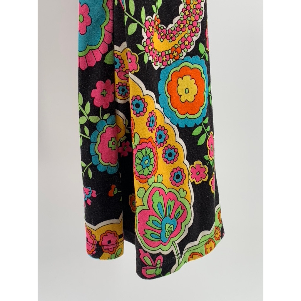LEG AVENUE Women’s Black-Multi Paisley Retro Long Sleeve Crop Top SZ M/L