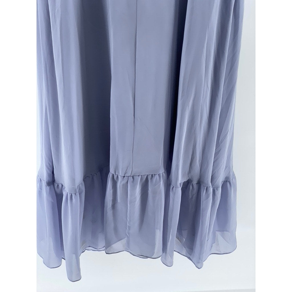 AZAZIE Women's Lilac Sweetheart Neck Short Puff-Sleeve Ruffle-Hem Dress SZ A8