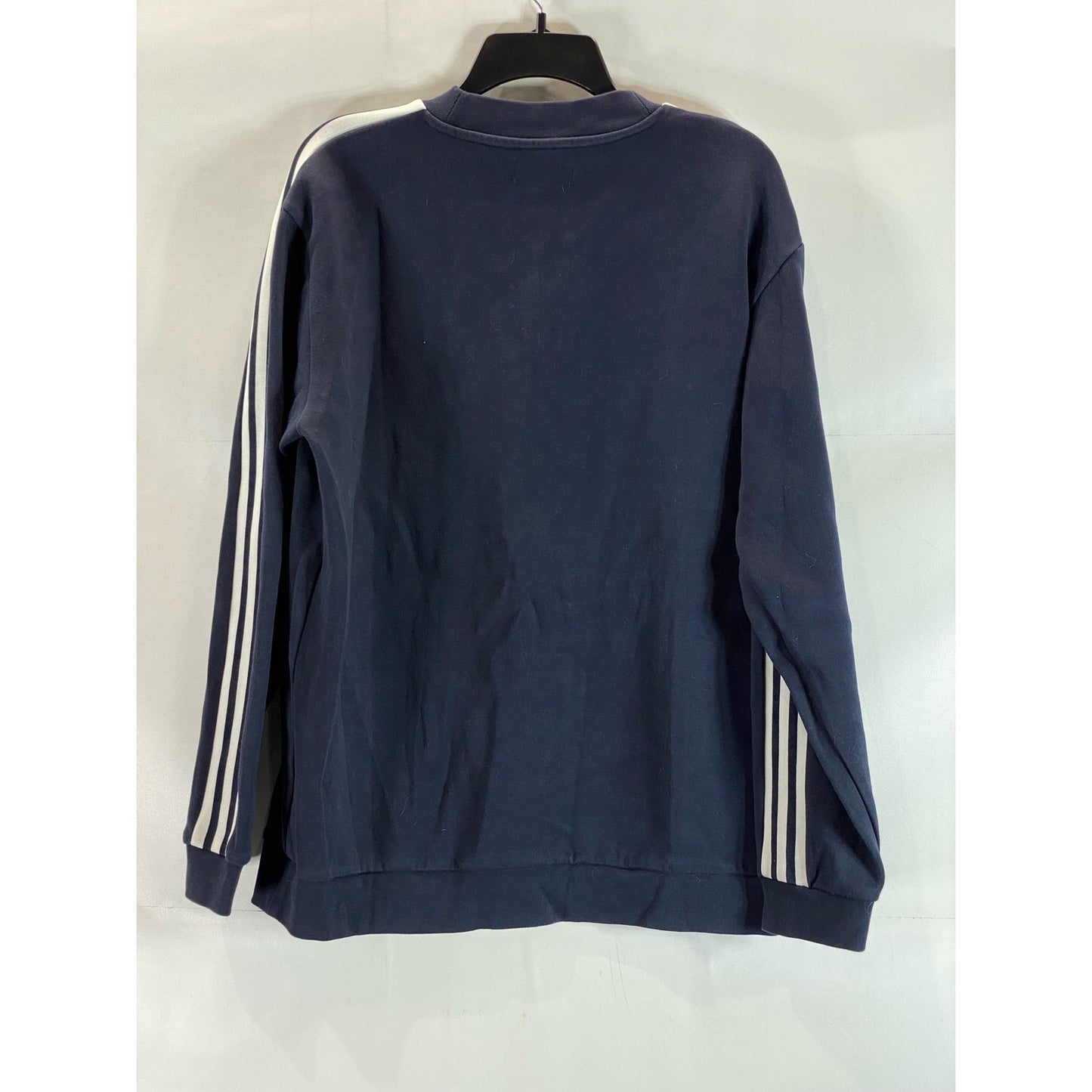 ADIDAS Men's Navy/White Crewneck Linear Pullover Sweatshirt SZ M