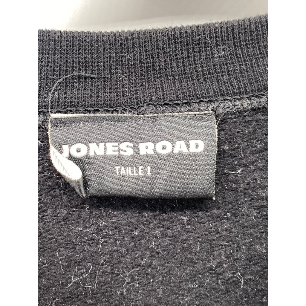 JONES RAOD Women's Black Logo Crewneck Classic Long Sleeve Sweatshirt SZ S
