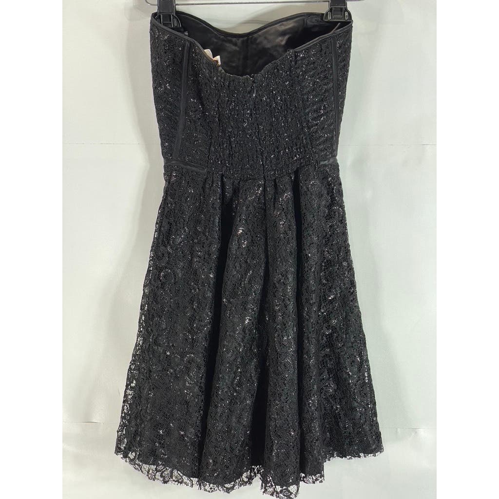 PARKER Women's Black Lace Strapless Fit & Flare Mini Dress SZ XS