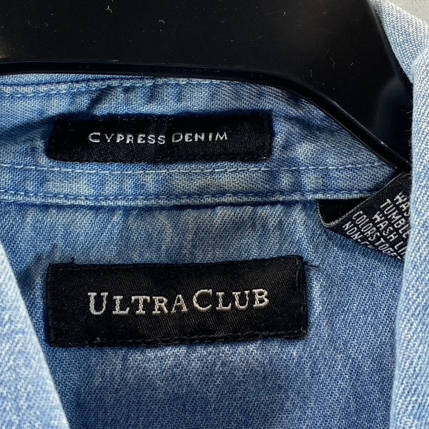 ULTRACLUB Men's Blue Cypress Denim Long Sleeve Button-Up Shirt SZ L