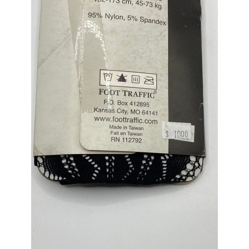 FOOT TRAFFIC Women's Black Cutout Stretch Pull-On Knee High Socks SZ OS