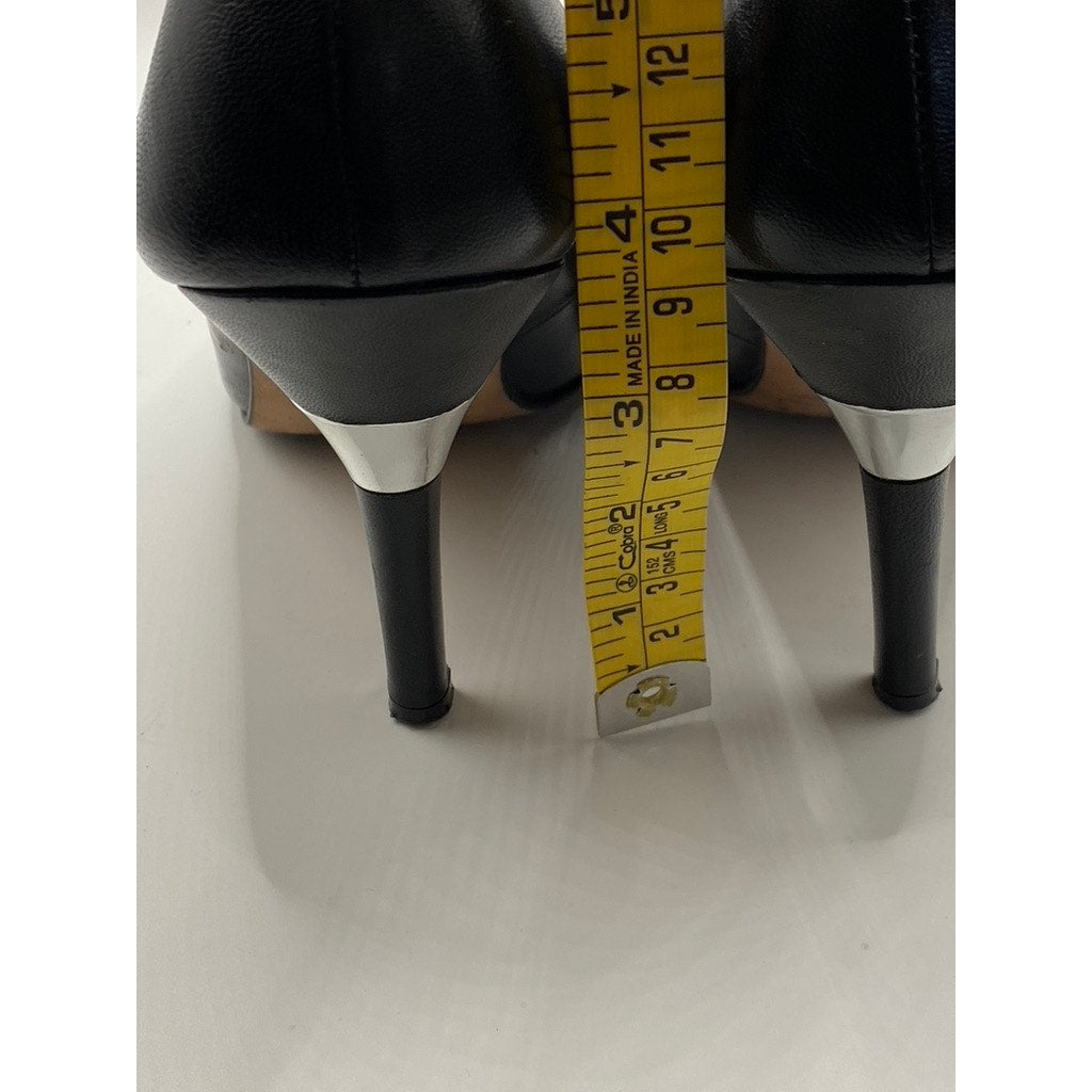 STEVEN BY STEVEN MADDEN Women's Black Leather Pointed-Toe Stiletto Pumps SZ 7.5