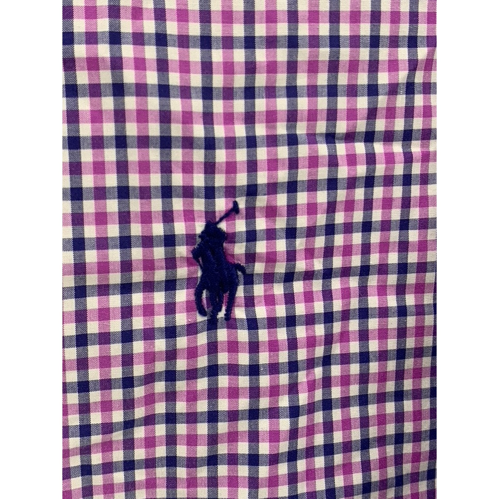 POLO RALPH LAUREN Men's Pink-Navy Gingham Button-Up Long Sleeve Shirt SZ 2XL