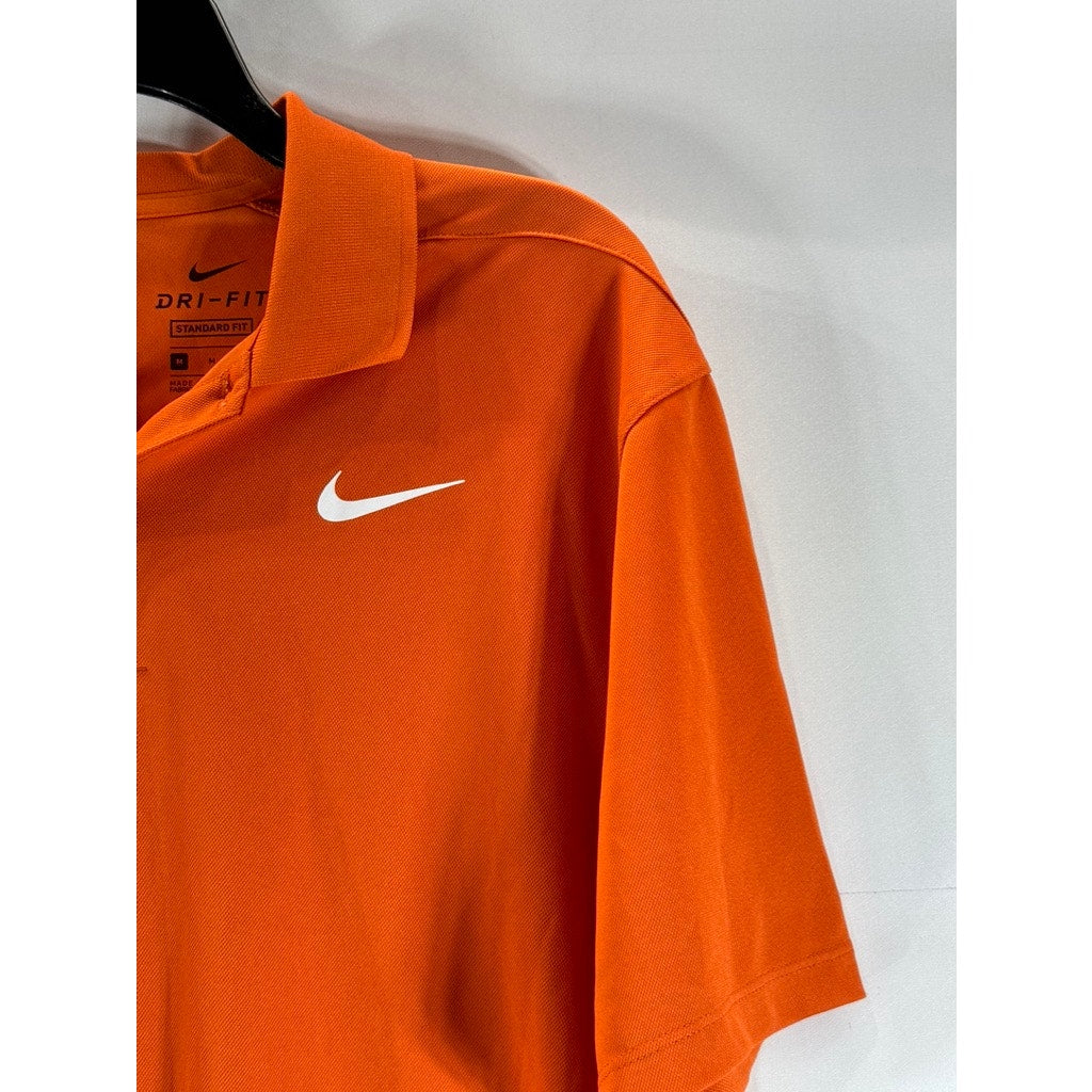 NIKE Men's Orange Dri-Fit Standard-Fit Short Sleeve Polo Shirt SZ M