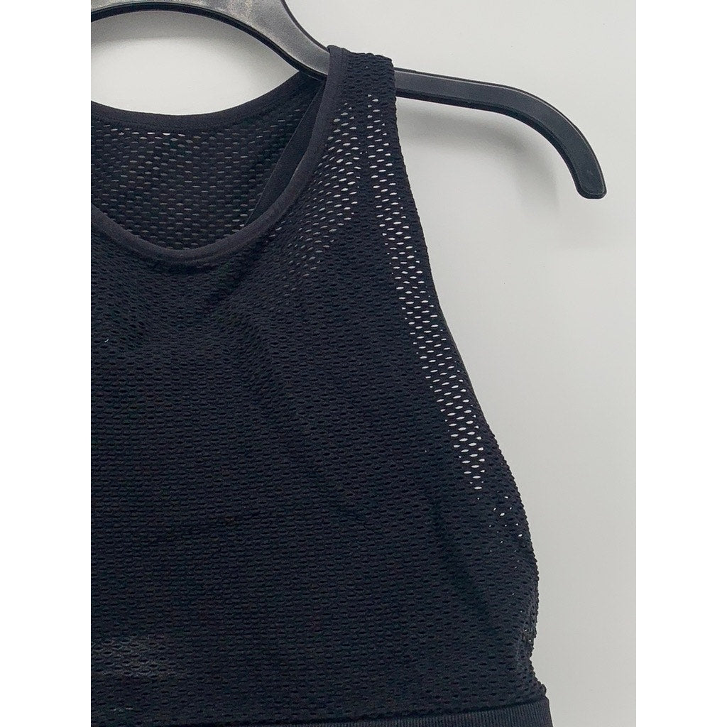 UNBRANDED Women's Black Mesh Layered Sports Bra SZ S