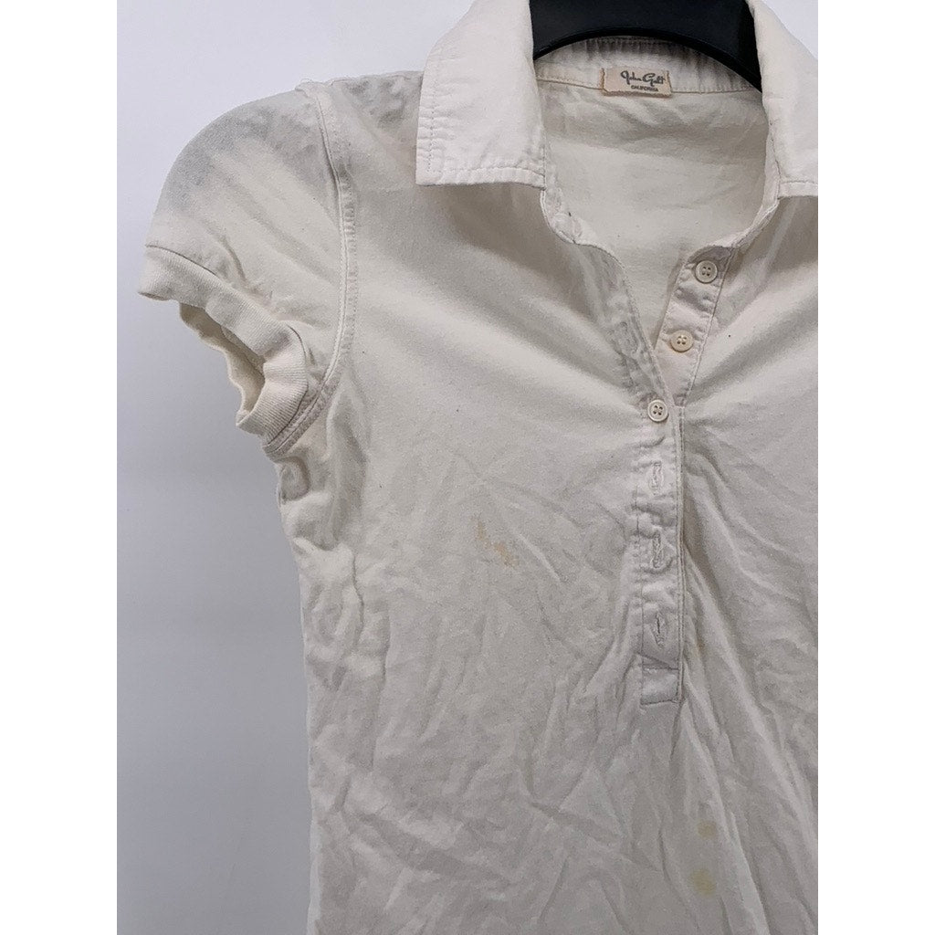 JOHN GALT Women's White Short Cap Sleeve Casual Polo Top SZ OS