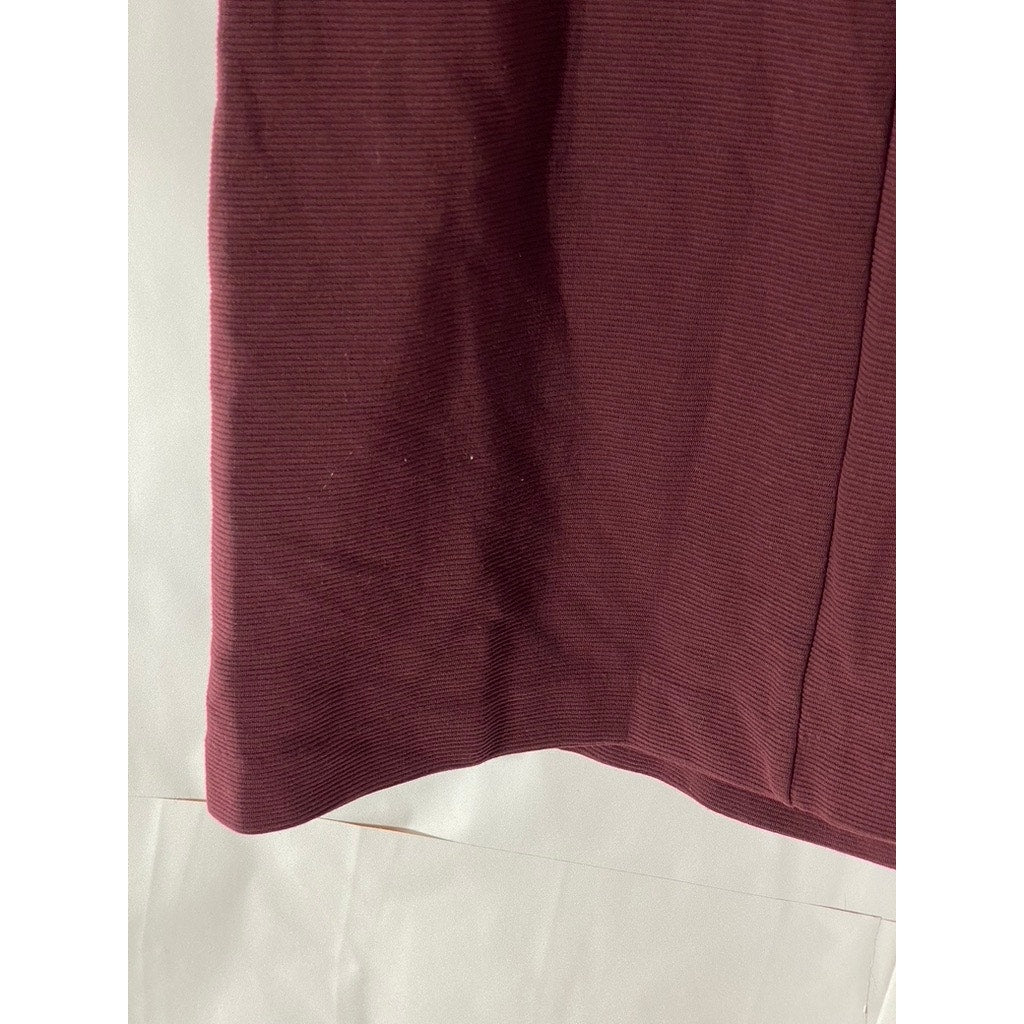 BODEN Women's Burgundy Crewneck Ribbed Regular-Fit 3/4 Sleeve Mini Dress SZ 2