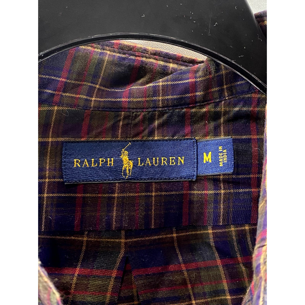 RALPH LAUREN Men's Purple/Green Plaid Button-Up Long Sleeve Shirt SZ M
