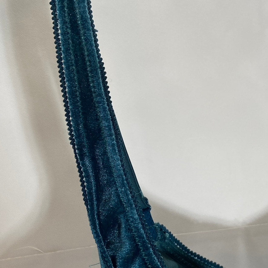 OUT FROM UNDER Women's Blue Eyelet Trim Velvet Underwire Bra SZ M