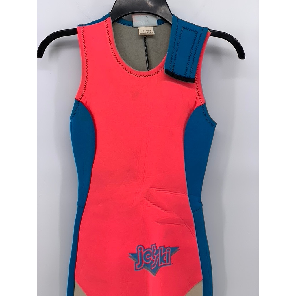 JET PILOT Women's Neon Pink-Blue F-16 Sleeveless Spring Jetski Wetsuit SZ 4