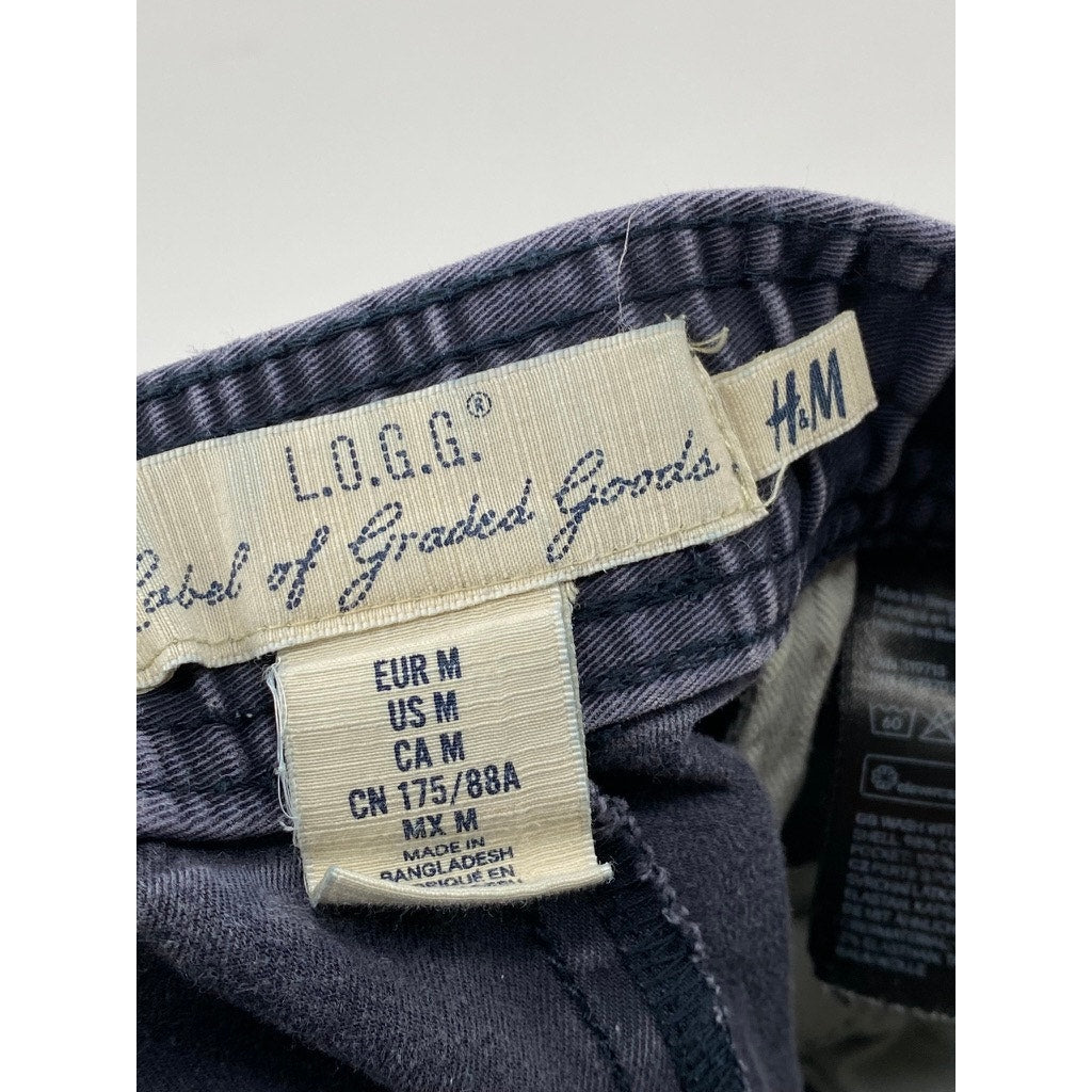 H&M L.O.G.G. Men's Navy Denim Slim-Fit Stretch Drawstring Jogger Pants SZ M