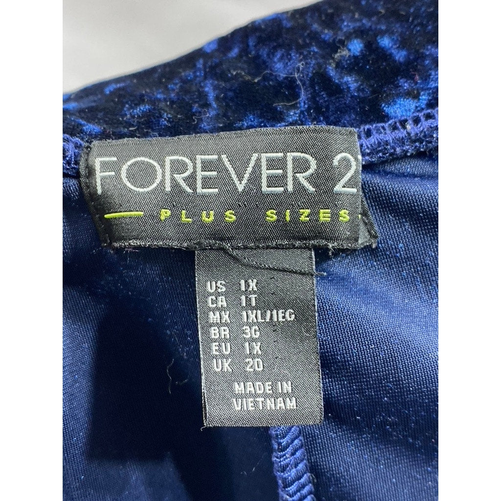 FOREVER 21 Women's Plus Size Blue Crushed Velvet A-Line Mini Skirt SZ 1X