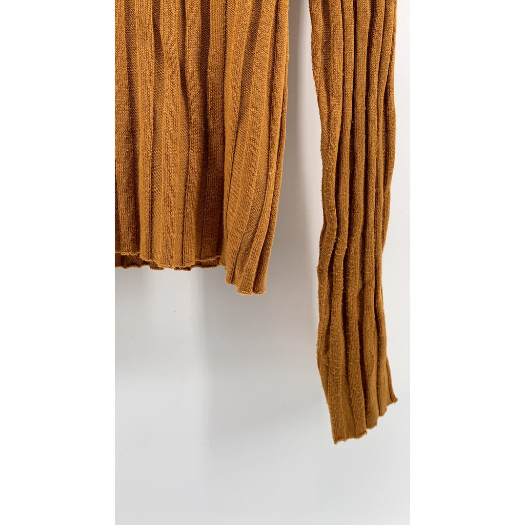 EXIT Urban & Vintage Women's Burnt Orange Ribbed Crewneck Long Sleeve Top SZ M