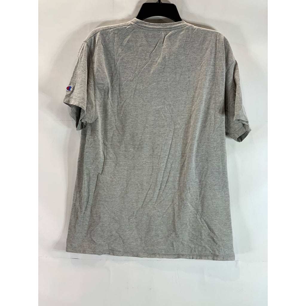 CHAMPION Authentic Men's Gray Solid Crewneck Casual Short Sleeve T-Shirt SZ L