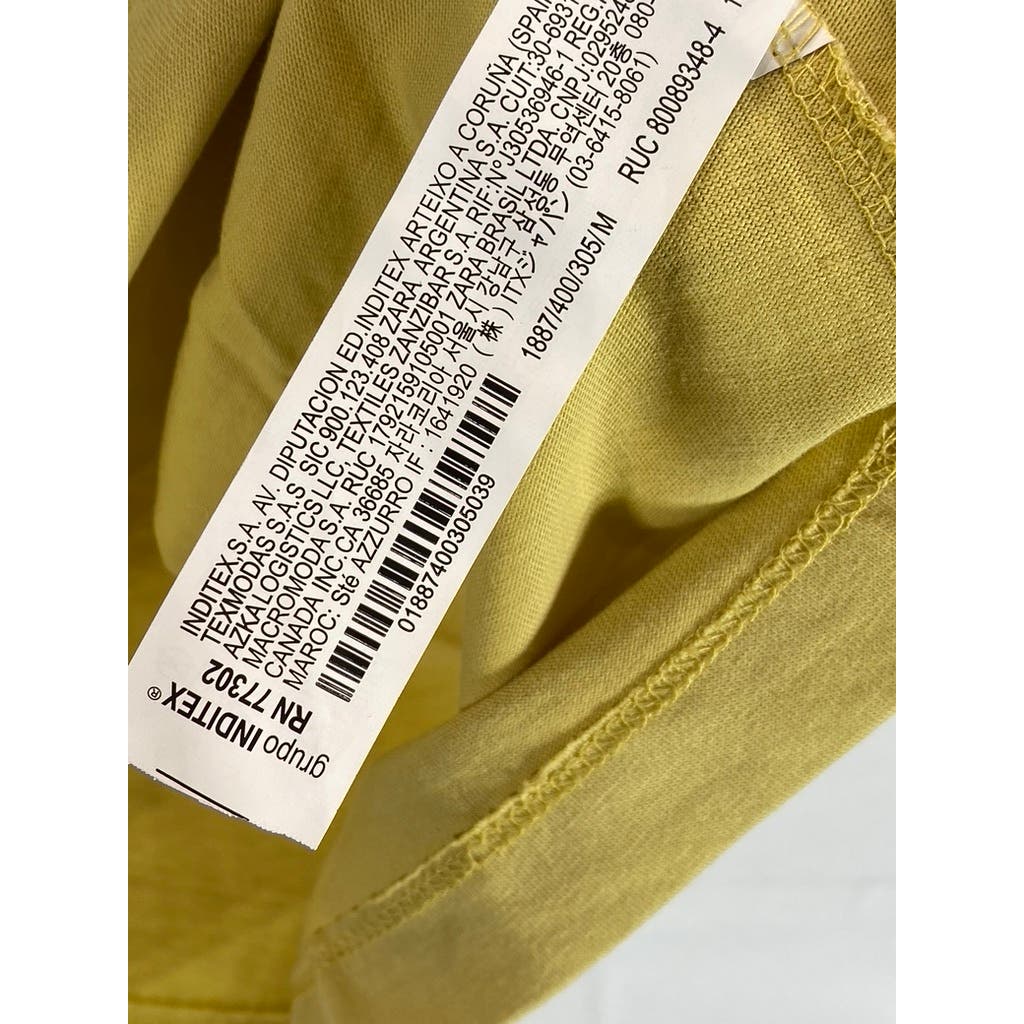 ZARA Men's Yellow Relaxed-Fit Crewneck Short Sleeve T-Shirt SZ M