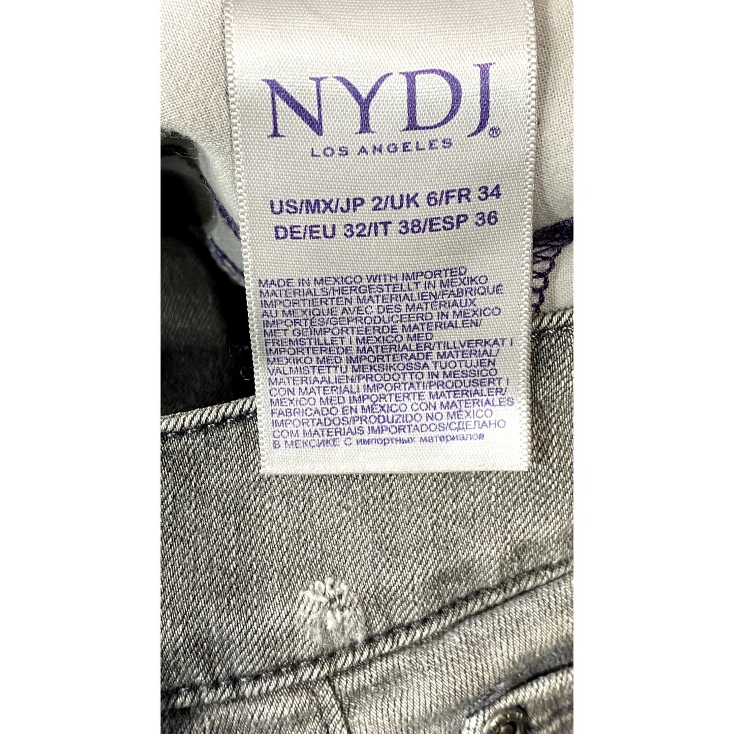 NYDJ Women's Grey Distressed Knee Lift Tuck Technology Girlfriend Jeans SZ 2