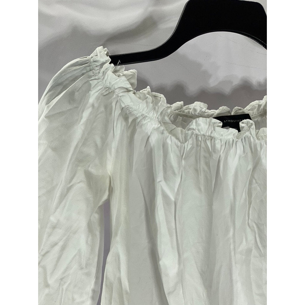 ATMOSPHERE Women’s White Off-The-Shoulder Long Sleeve Ruffle Top SZ 6