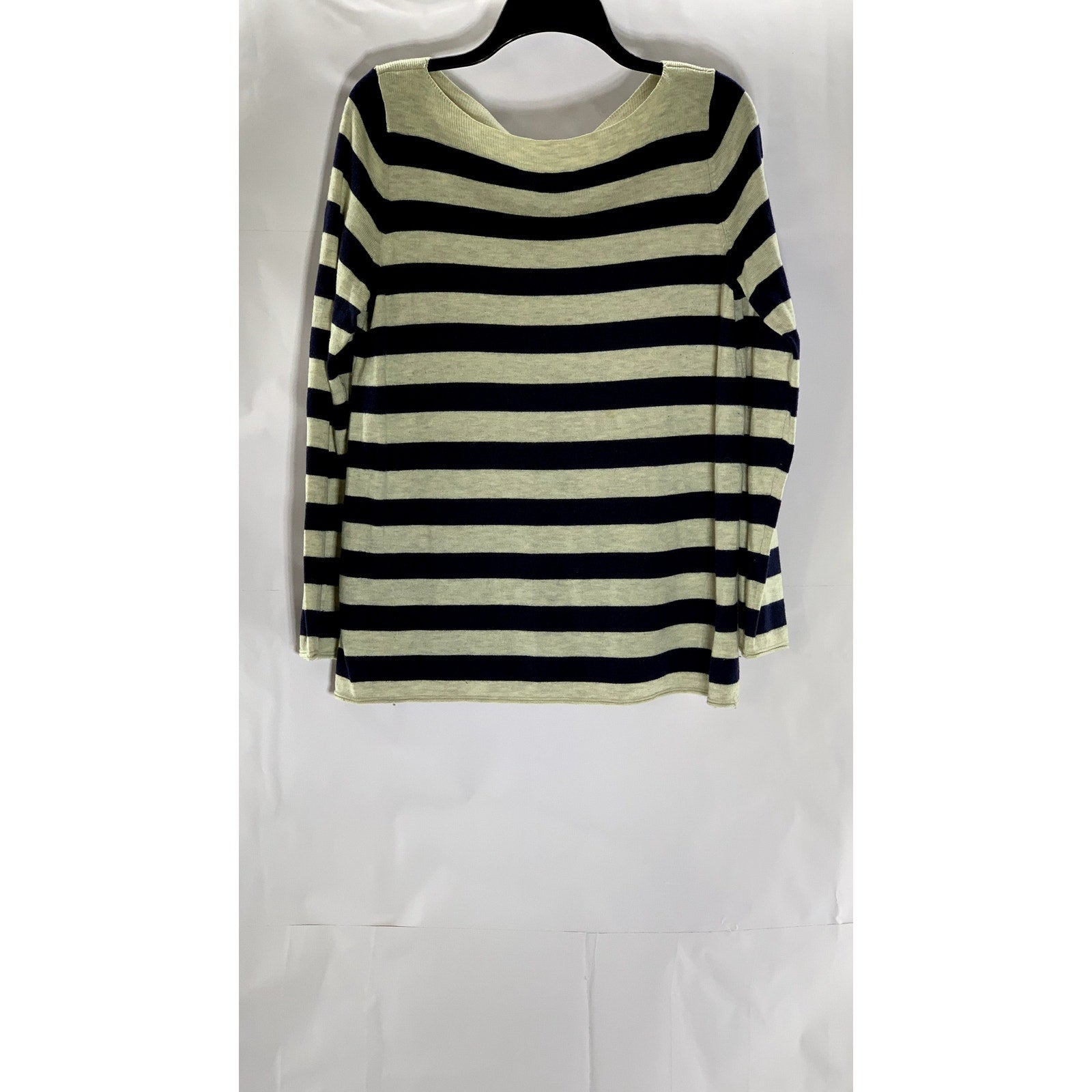GAP Women's Navy Uniform Bella Striped Boatneck Log Sleeve Pullover Sweater SZ M