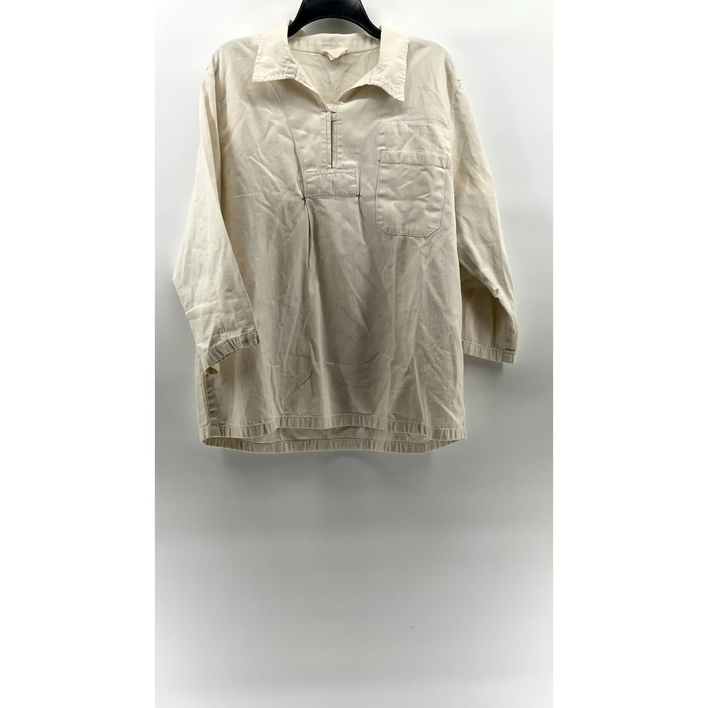 VINCENT HEGEDUS Men's Beige 3/4 Sleeve Cotton Shirt SZ XL