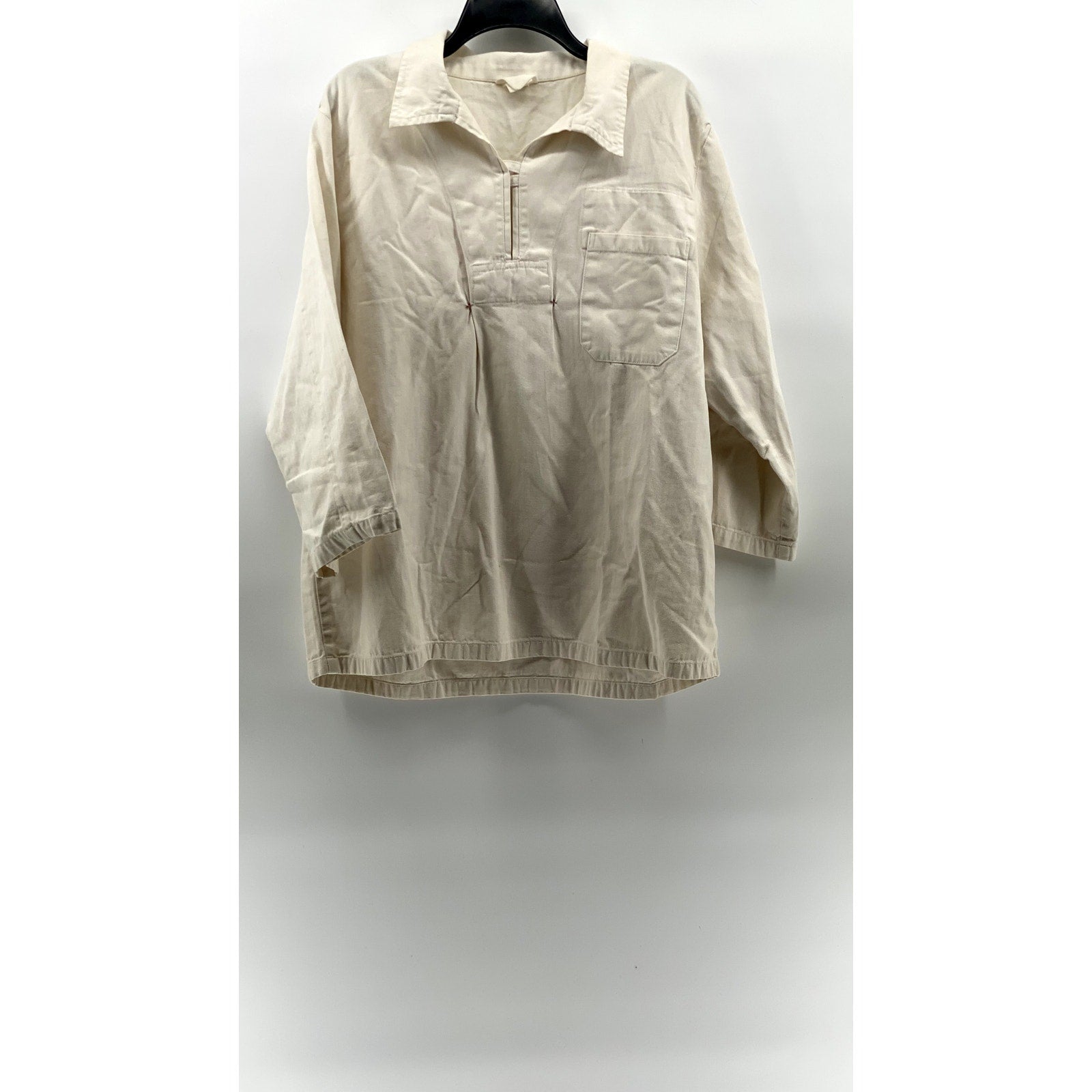 VINCENT HEGEDUS Men's Beige 3/4 Sleeve Cotton Shirt SZ XL