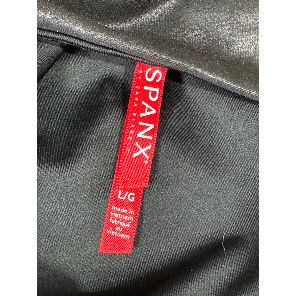 SPANX BY SARA BLAKELY Women's Black Faux Leather Pull-On Ankle Leggings SZ L