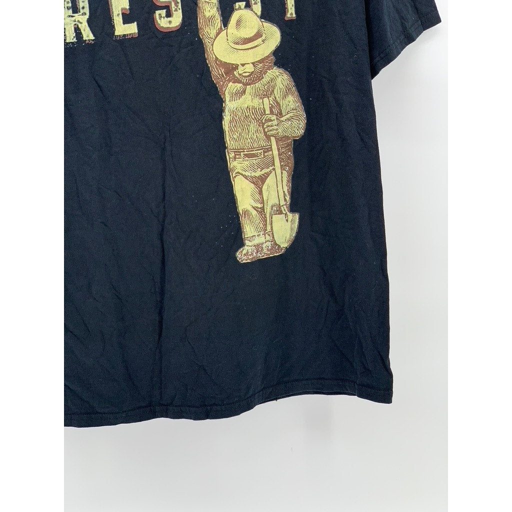 FRUIT OF THE LOOM Men's Black-Gold Resist Smokey Bear T-Shirt SZ L