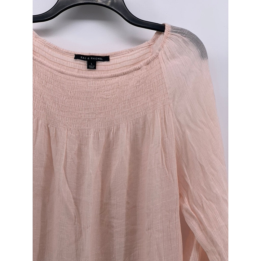 ZAC & RACHEL Women's Light Pink Flare Elbow Sleeve Top SZ L
