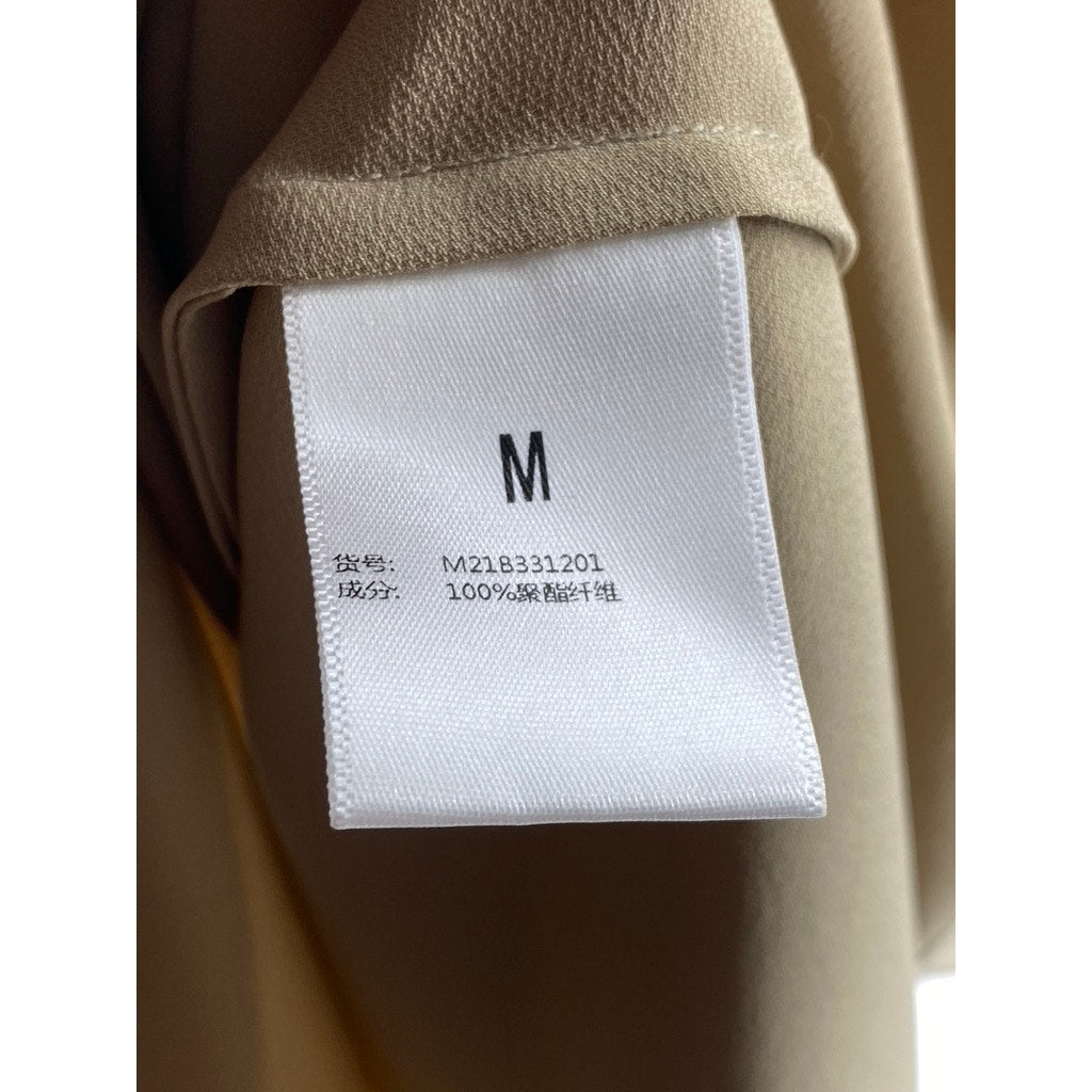 MIGO'S Women's Tan Crewneck Sleeveless Maxi Dress SZ M
