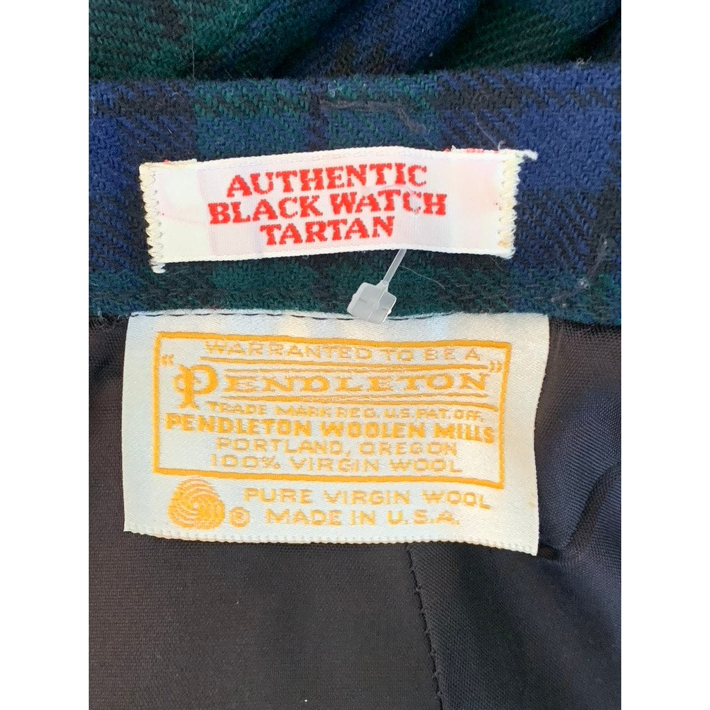 PENDLETON Men's Green/Black Plaid Black Watch tartan Straight-Leg Pants SZ 12