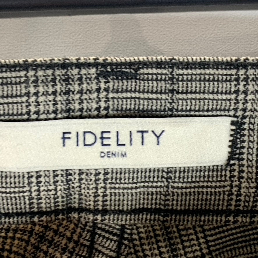 FIDELITY DENIM Women's Beige/Black Classic Plaid Wide-Leg High-Rise Pants SZ 27